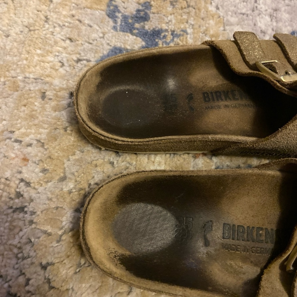 Women's 4 EU 35 Birkenstock Vaduz Metallic Gold Sandals Birko-flor Buckles Flat - Picture 12 of 16